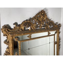 ANTICA GRANDE CAMINIERA LUIGI XVI SPECCHIERA 1900 SPECCHIO LEGNO INTAGLIATO ORO