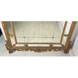 ANTICA GRANDE CAMINIERA LUIGI XVI SPECCHIERA 1900 SPECCHIO LEGNO INTAGLIATO ORO