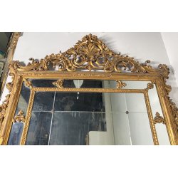 ANTICA GRANDE CAMINIERA LUIGI XVI SPECCHIERA 1900 SPECCHIO LEGNO INTAGLIATO ORO