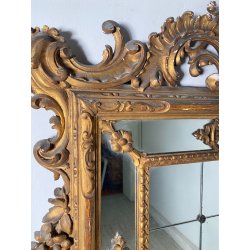 ANTICA GRANDE CAMINIERA LUIGI XVI SPECCHIERA 1900 SPECCHIO LEGNO INTAGLIATO ORO