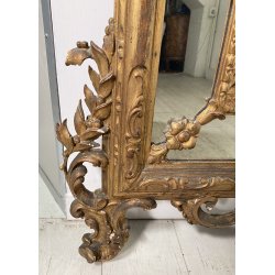 ANTICA GRANDE CAMINIERA LUIGI XVI SPECCHIERA 1900 SPECCHIO LEGNO INTAGLIATO ORO