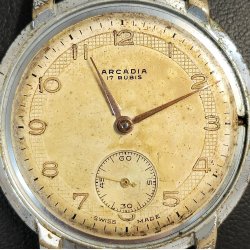 ANTICO OROLOGIO POLSO Arcadia 17 rubis ANNI 60 OLD WRIST WATCH montre de poche