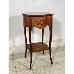 ANTICO COMODINO INGLESE LEGNO 1950 INTARSIATO CAMERA SALOTTO ARMADIO ETAGERE OLD