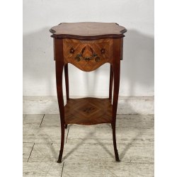 ANTICO COMODINO INGLESE LEGNO 1950 INTARSIATO CAMERA SALOTTO ARMADIO ETAGERE OLD