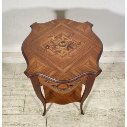 ANTICO COMODINO INGLESE LEGNO 1950 INTARSIATO CAMERA SALOTTO ARMADIO ETAGERE OLD