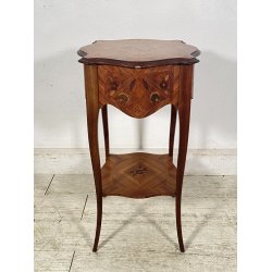 ANTICO COMODINO INGLESE LEGNO 1950 INTARSIATO CAMERA SALOTTO ARMADIO ETAGERE OLD