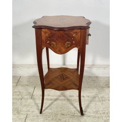 ANTICO COMODINO INGLESE LEGNO 1950 INTARSIATO CAMERA SALOTTO ARMADIO ETAGERE OLD