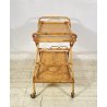 CARRELLO BAR DESIGN VIMINI BAMBÙ PORTAVIVANDE ANNI 60 CARRELLINO ROTELLE