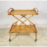 CARRELLO BAR DESIGN VIMINI BAMBÙ PORTAVIVANDE ANNI 60 CARRELLINO ROTELLE