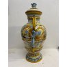 ANTICO VASO BIANSATO COPERCHIO MAIOLICA ISTORIATA FIGURE MITOLOGICHE 53cm/h '900