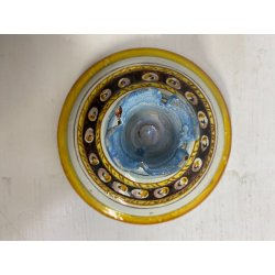 ANTICO VASO BIANSATO COPERCHIO MAIOLICA ISTORIATA FIGURE MITOLOGICHE 53cm/h '900