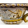 ANTICO VASO BIANSATO COPERCHIO MAIOLICA ISTORIATA FIGURE MITOLOGICHE 53cm/h '900