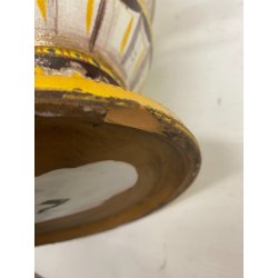 ANTICO VASO BIANSATO COPERCHIO MAIOLICA ISTORIATA FIGURE MITOLOGICHE 53cm/h '900