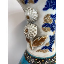 GRANDE VASO OVOIDALE PORCELLANA CLISONNé SMALTO POLICROMO 47 cm/h Fine '800/'900