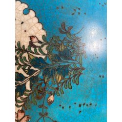 GRANDE VASO OVOIDALE PORCELLANA CLISONNé SMALTO POLICROMO 47 cm/h Fine '800/'900