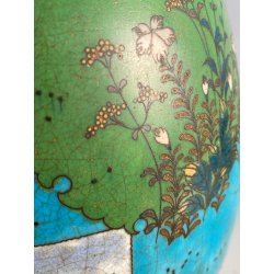 GRANDE VASO OVOIDALE PORCELLANA CLISONNé SMALTO POLICROMO 47 cm/h Fine '800/'900