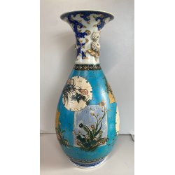 GRANDE VASO OVOIDALE PORCELLANA CLISONNé SMALTO POLICROMO 47 cm/h Fine '800/'900