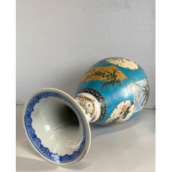 GRANDE VASO OVOIDALE PORCELLANA CLISONNé SMALTO POLICROMO 47 cm/h Fine '800/'900
