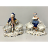 COPPIA STATUINE PORCELLANA AELTESTE VOLKSTEDT SALIERA PEPIERA FIGURE DECORO ORO