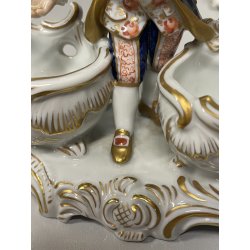 COPPIA STATUINE PORCELLANA AELTESTE VOLKSTEDT SALIERA PEPIERA FIGURE DECORO ORO