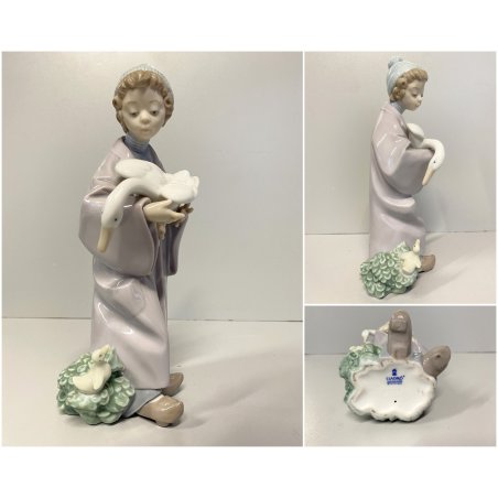 FIGURINA BAMBINO OCA PORCELLANA Lladrò GIRL WITH GOOSE Mod. 6101 PORCELAIN '900