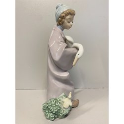 FIGURINA BAMBINO OCA PORCELLANA Lladrò GIRL WITH GOOSE Mod. 6101 PORCELAIN '900