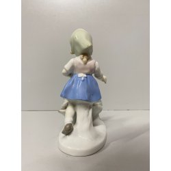 FIGURINA BAMBINA OCHE PORCELLANA GIRL WITH FLOWERS GOOSES Mod. 10685 VINTAGE '70