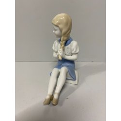 FIGURINA BAMBINA con TRECCE PORCELLANA GDR Mod. 1443 VINTAGE