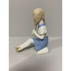 FIGURINA BAMBINA con TRECCE PORCELLANA GDR Mod. 1443 VINTAGE