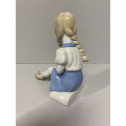 FIGURINA BAMBINA con TRECCE PORCELLANA GDR Mod. 1443 VINTAGE