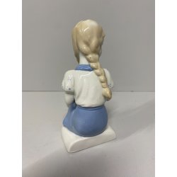 FIGURINA BAMBINA con TRECCE PORCELLANA GDR Mod. 1443 VINTAGE