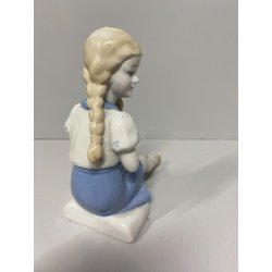 FIGURINA BAMBINA con TRECCE PORCELLANA GDR Mod. 1443 VINTAGE
