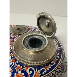 ANTICO CALAMAIO PORTA PEN TERRACOTTA POLICROMA Desvres Fourmaintraux FRANCE '900