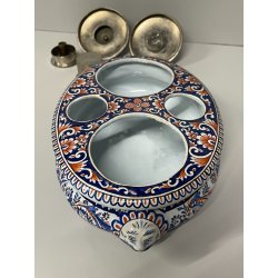 ANTICO CALAMAIO PORTA PEN TERRACOTTA POLICROMA Desvres Fourmaintraux FRANCE '900