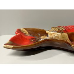 GRANDE VASSOIO CERAMICA SMALTATA firmato VALLARIUS pesce PIATTO centrotavola