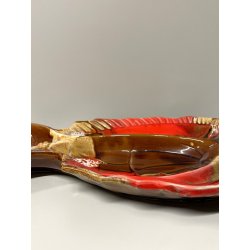 GRANDE VASSOIO CERAMICA SMALTATA firmato VALLARIUS pesce PIATTO centrotavola