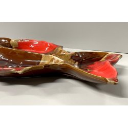 GRANDE VASSOIO CERAMICA SMALTATA firmato VALLARIUS pesce PIATTO centrotavola