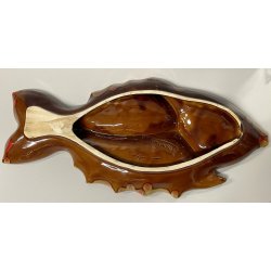 GRANDE VASSOIO CERAMICA SMALTATA firmato VALLARIUS pesce PIATTO centrotavola