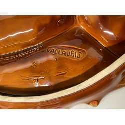 GRANDE VASSOIO CERAMICA SMALTATA firmato VALLARIUS pesce PIATTO centrotavola