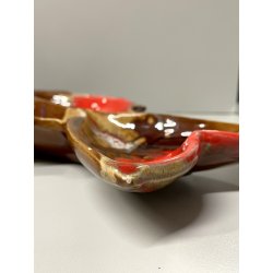 GRANDE VASSOIO CERAMICA SMALTATA firmato VALLARIUS pesce PIATTO centrotavola