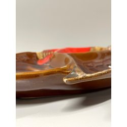 GRANDE VASSOIO CERAMICA SMALTATA firmato VALLARIUS pesce PIATTO centrotavola