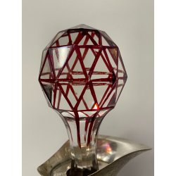 ANTICA BOTTIGLIA CRISTALLO Boemia ROSSA PUNZONATA ARGENTO 800 PORTA LIQUORI VINO