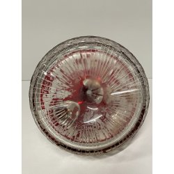 ANTICA BOTTIGLIA CRISTALLO Boemia ROSSA PUNZONATA ARGENTO 800 PORTA LIQUORI VINO