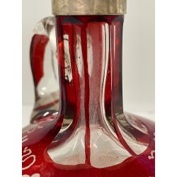 ANTICA BOTTIGLIA CRISTALLO Boemia ROSSA PUNZONATA ARGENTO 800 PORTA LIQUORI VINO