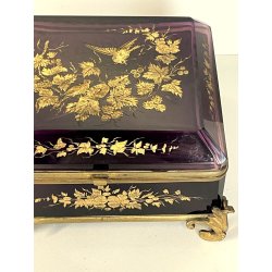 ANTICO grande SCRIGNO cofanetto MOSER cristallo boemia RUBINO NAPOLEONE III '800