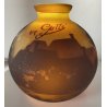 ANTICO VASO VETRO STILE Gallé CAMMEO GLASS PAESAGGIO FORESTA ARTNOUVEAU ø 18cm