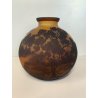 ANTICO VASO VETRO STILE Gallé CAMMEO GLASS PAESAGGIO FORESTA ARTNOUVEAU ø 18cm