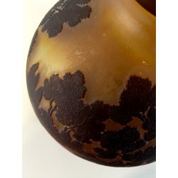 ANTICO VASO VETRO STILE Gallé CAMMEO GLASS PAESAGGIO FORESTA ARTNOUVEAU ø 18cm