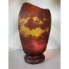 ANTICO VASO VETRO CAMMEO GLASS PAESAGGIO FORESTA ART NOUVEAU STILE Gallé ø 22 cm