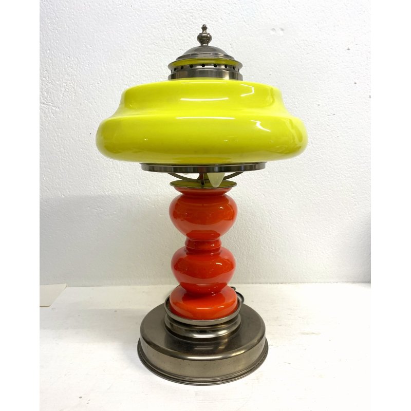 LAMPADA DA TAVOLO VINTAGE DESIGN Carlo Nason Mazzega VETRO MURANO ROSSO LIME '60